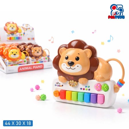 ستاند بيانو موسيقي أطفال شكل أسد مع أضواء وأزرار صوتية 1/12